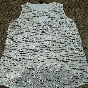 Sequin animal print tank top